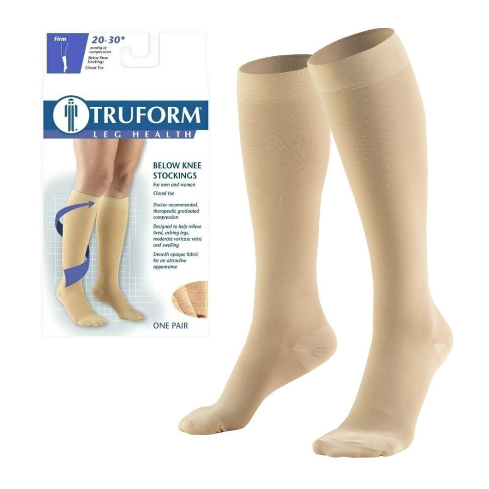 Truform Below Knee Compression Stockings Socks Tan